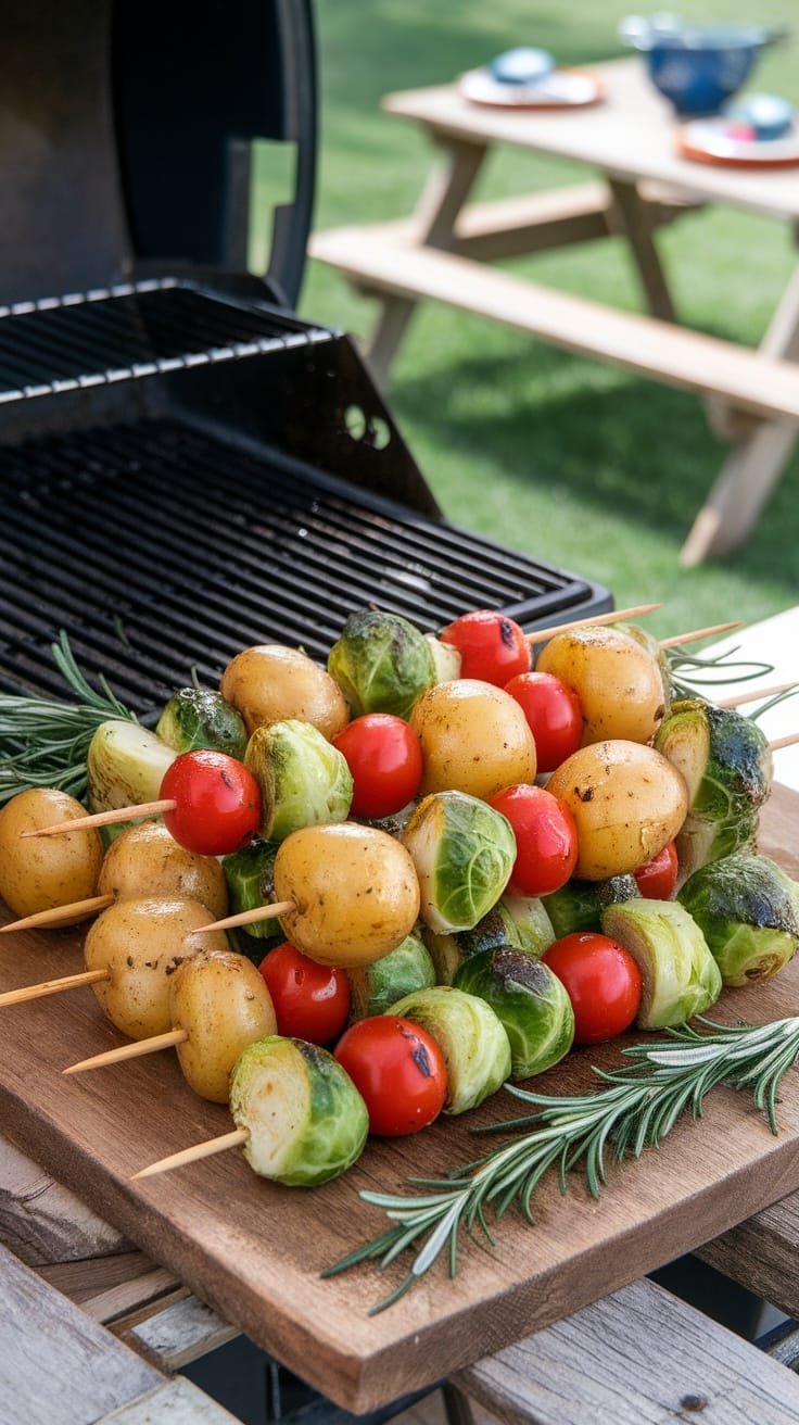 Rosemary Garlic Tallow Skewers with Baby Potatoes and Cherry Tomatoes